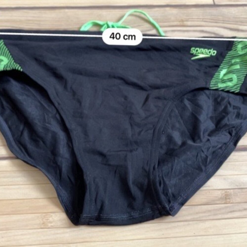 (*) SPEEDO ENDURANCE SWIM BRIEF, BLACK, SIZE 34", XL - (Pre-Owned)